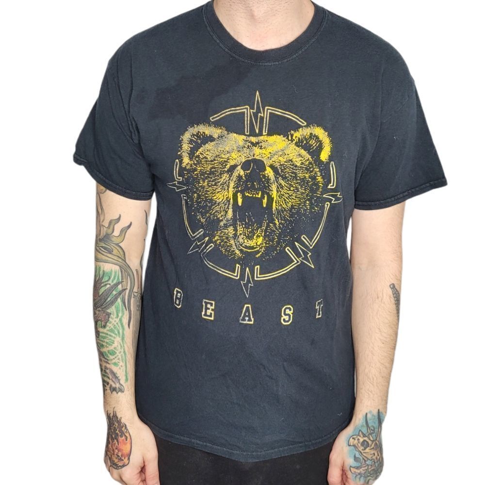 BEAST t-shirt grizzly bear short sleeve black‎ tee unisex L